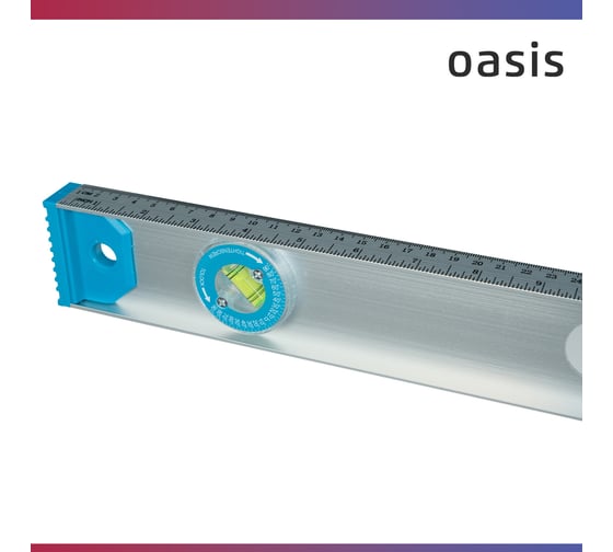Уровень алюминиевый рельс OASIS 1000 мм, 3 глазка (1 поворотный), 237 103040500017