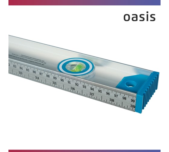 Уровень алюминиевый рельс OASIS 1000 мм, 3 глазка (1 поворотный), 237 103040500017
