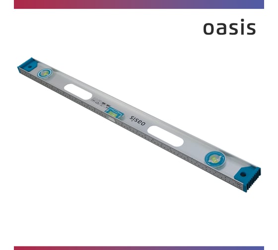 Уровень алюминиевый рельс OASIS 800 мм, 3 глазка (1 поворотный), 237 103040500016