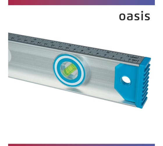 Уровень алюминиевый рельс OASIS 800 мм, 3 глазка (1 поворотный), 237 103040500016