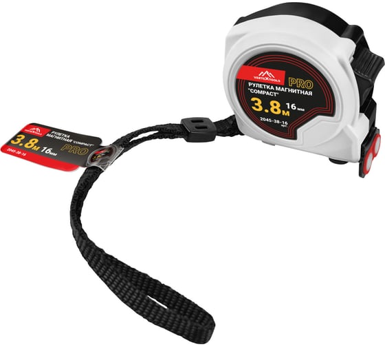 Рулетка Vertextools Compact магнитная, 3.8x16мм 2045-38-16