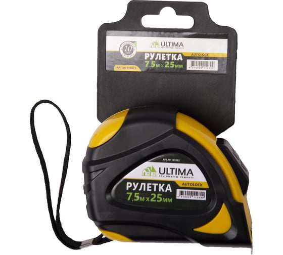 Рулетка ULTIMA AutoLock, 7,5 м х 25 мм, обрез корпус, автоматическая фиксация, 131023 1