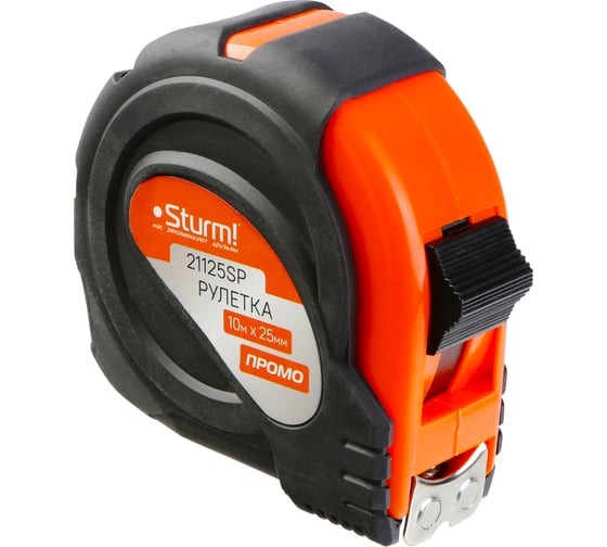 Рулетка Sturm 10x25мм, обрезиненная, магнит на зацепе 21125SP 1