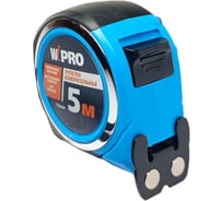 Рулетка WIPRO 5мх25мм, АБС-пластик, двухсторонняя разметка, магнитный двухсторонний упор, каучуковая защита, нейлоновое покрытие ленты, толщина 0.125 мм, ткан. р 065-525