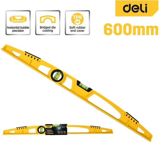 Строительный уровень литой усиленный 600мм DL290600Q DELI 204923