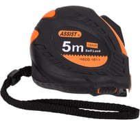 Рулетка NOVOCRAFT ASSIST ПРОФИ 5 м, 19 мм, 12/72 SELF-STOP, ABS, лента белая, нейлон ASSIST0519