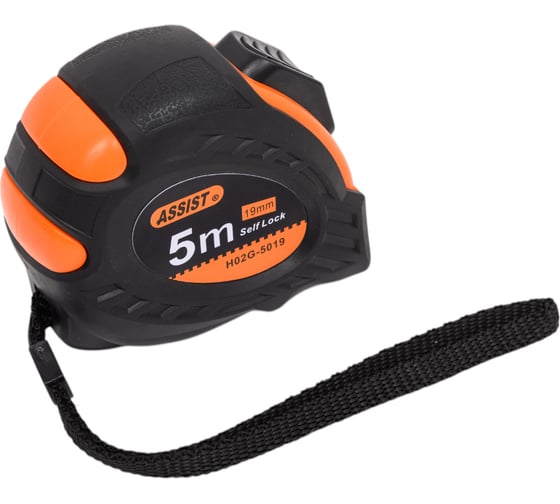 Рулетка NOVOCRAFT ASSIST ПРОФИ 5 м, 19 мм, 12/72 SELF-STOP, ABS, лента белая, нейлон ASSIST0519