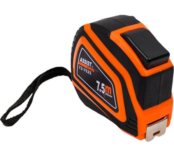 Рулетка NOVOCRAFT ASSIST ПРОФИ 7,5 м, 25 мм 6/48 SELF-STOP, ABS, лента белая, нейлон ASSIST7525