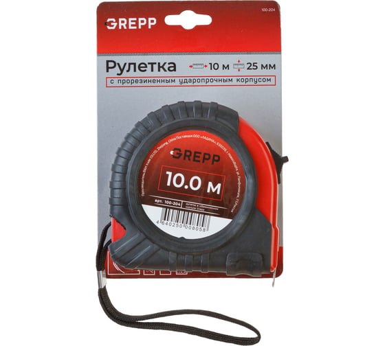 Рулетка GREPP 10 м_25 мм /60/6 100-204