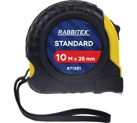 Рулетка измерительная RABBITEX 10мх25мм, Standard, обрезиненный корпус 671351