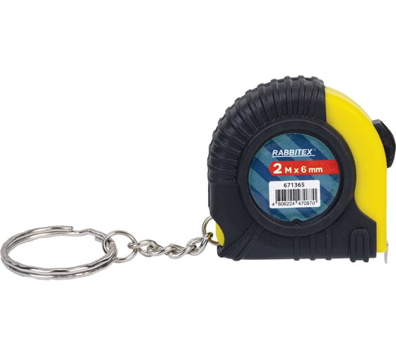 Рулетка-брелок RABBITEX 2,0мх6мм, , обрезиненный корпус 671365 1