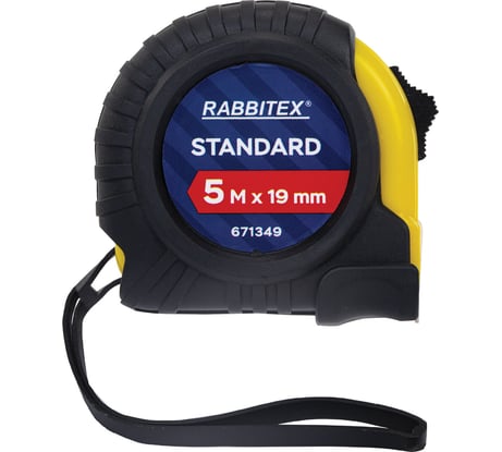 Рулетка измерительная RABBITEX 5,0мх19мм, Standard, обрезиненный корпус 671349