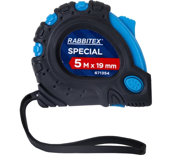 Рулетка измерительная RABBITEX 5,0мх19мм, Special, обрезиненный корпус, 3 механ. фиксации 671354
