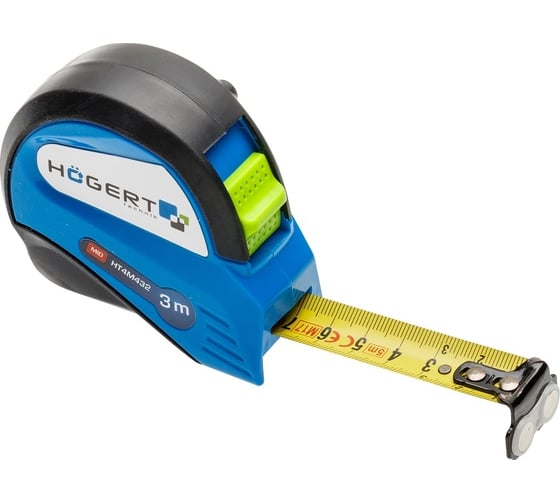 Рулетка HOEGERT TECHNIK 3 м х 16 мм MID, покрыта нейлоном, с магнитом HT4M432