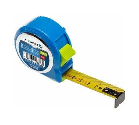 Рулетка HOEGERT TECHNIK 5 м, 25 мм покрыта нейлоном, стопор ленты, MID HT4M436
