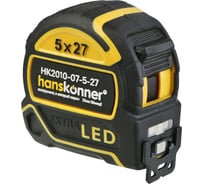 Рулетка Hanskonner 5x27мм, двухстор., нейлон, супермощный магнит, LED фонарь HK2010-07-5-27