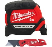 Набор осенние подарки 7: Магнитная рулетка + Складной нож Milwaukee 493310012
