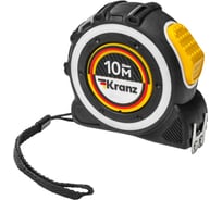 Рулетка KRANZ Selbstfixierung 10м x 25мм, магнитный двухсторонний зацеп, нейлон, двухсторонняя шкала, автоматическая фиксация KR-12-9024