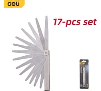 Набор измерительных щупов для проверки зазоров DELI DL9502 17шт (0,02-1,00 мм, сталь 65Mn) 209704