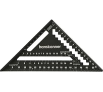 Угольник Hanskonner 175мм, алюминиевый сплав, чёрный анодированный корпус, белая шкала, HK2020-07-175