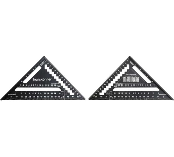 Угольник Hanskonner 175мм, алюминиевый сплав, чёрный анодированный корпус, белая шкала, HK2020-07-175 1