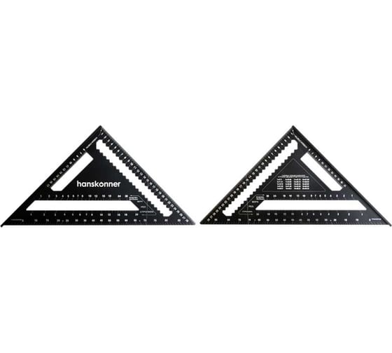 Угольник Hanskonner 300мм, алюминиевый сплав, чёрный анодированный корпус, белая шкала, HK2020-07-300 1