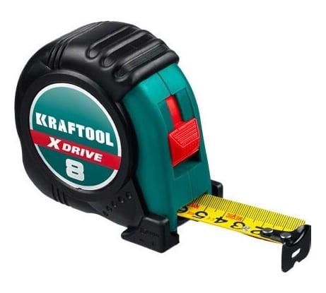Рулетка KRAFTOOL X-Drive 8м/25мм с ударостойким обрезиненным корпусом 34122-08_z02