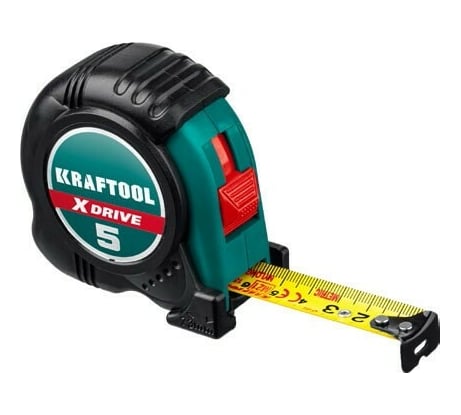 Рулетка KRAFTOOL X-Drive 5м/19мм  с ударостойким обрезиненным корпусом 34122-05-19_z02