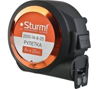 Рулетка с автостопом Sturm, 8x25мм, soft touch, 2x сторонняя шкала, магнит, 2010-14-8-25
