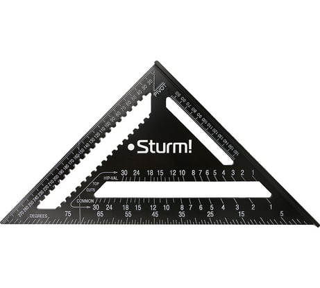 Угольник Sturm 300мм, алюминиевый сплав, чёрная оксидация, белая шкала,  2020-07-300