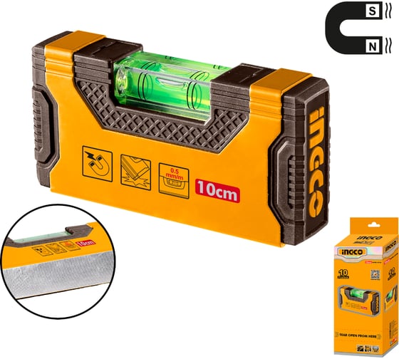 Уровень пузырьковый INGCO INDUSTRIAL 100 мм (10/100) HMSL05101