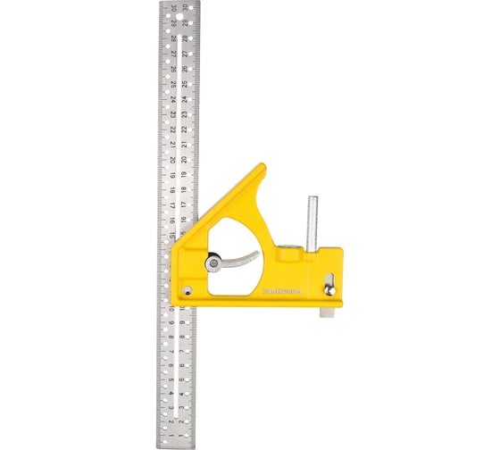 Угольник Hanskonner 300мм, уровень, выдвижной упор, чертилка, HK2020-12-300