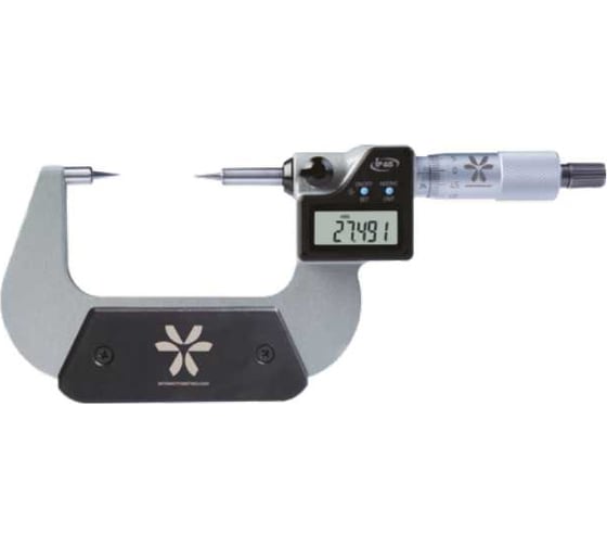 Микрометр MIYAMOTOMETROLOGY с точечным контактом цифровой диап 0-25мм/0-1 дел 0.001мм/0.00005 остроконечные 30 изм пов-ти IP65 2732-25А
