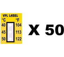 Наклейка термоиндикаторная необратимая VPL Thermolabel (40C-45C-50C), упаковка 50 штук VPLC1-50