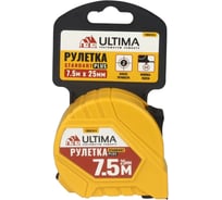 Рулетка Ultima Standart Plus 7,5м x 25мм, пластиковый корпус, кнопка-пауза, 130501014