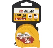 Рулетка Ultima Standart Plus 3м x 16мм, пластиковый корпус, кнопка-пауза, 130501011