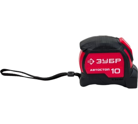 Рулетка ЗУБР Автостоп 10м/25мм с автостопом и ударостойким обрезиненным корпусом 34052-10-25_z01