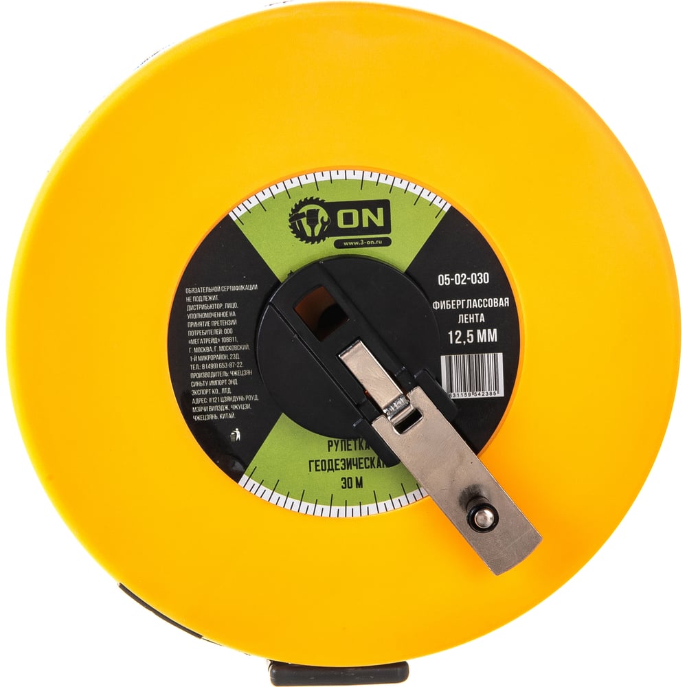 Геодезическая рулетка ON 30м x 12,5мм, фибергласовая лента, закрытый ...