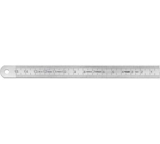 Линейка нержавеющая Vogel 150х18х0,5 1мм/1мм обратная шкала с калибровкой 1013010015 К