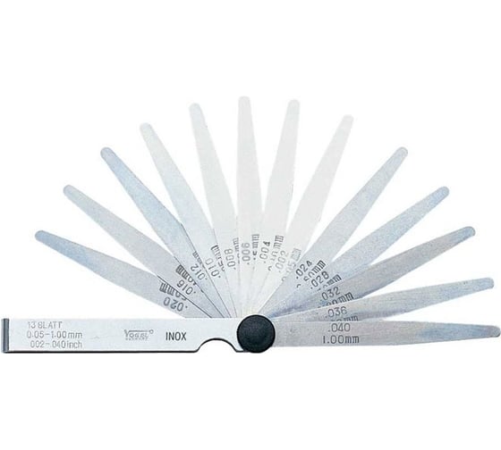 Набор щупов Vogel 0,05 ... 1,0 L=100 кон. нерж.сталь 20 шт. с калибровкой 413107 К