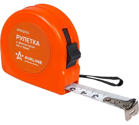 Рулетка AIRLINE с фиксатором 3м х 16мм ATBQ010