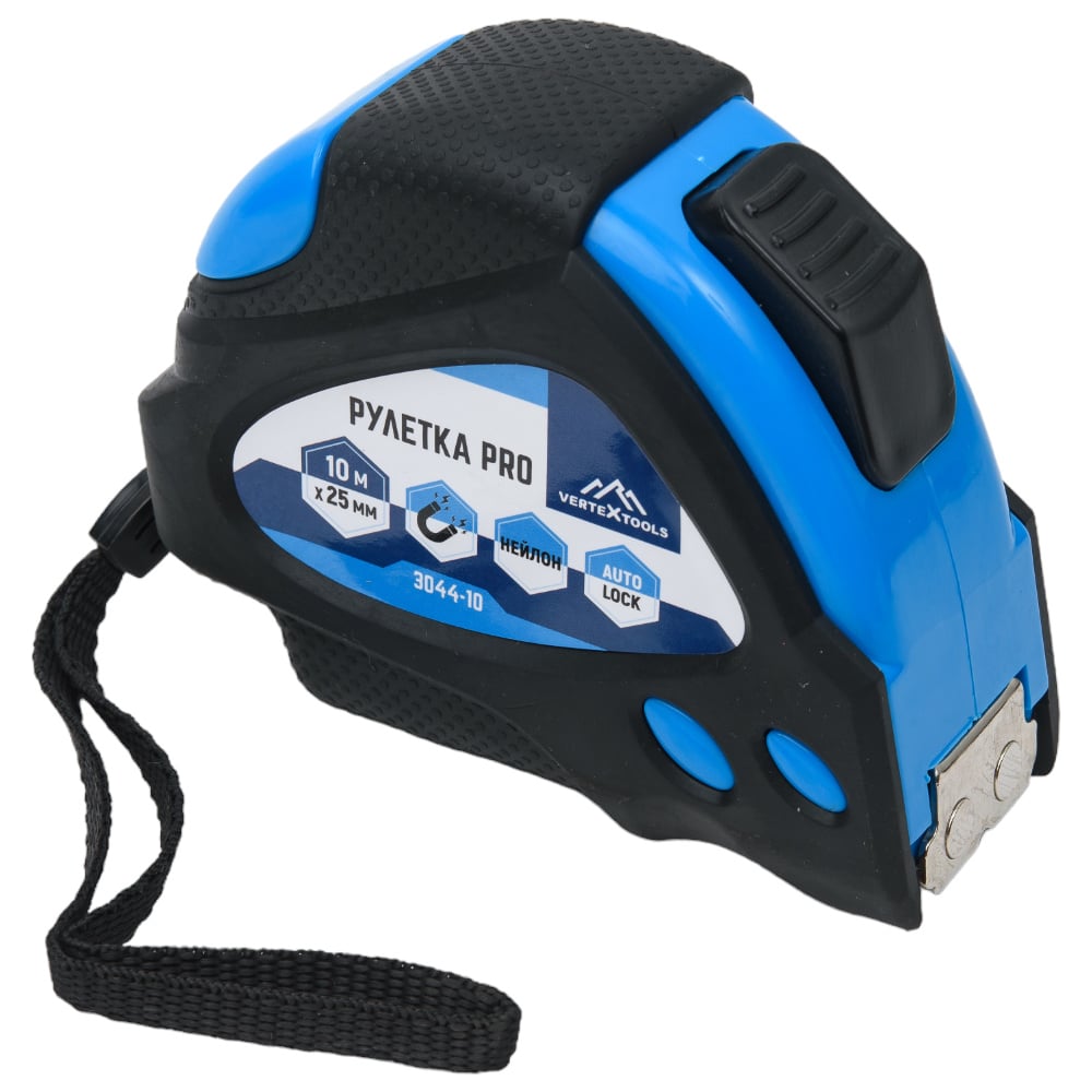 Рулетка vertextools нейлоновая 10х25 мм, автостоп 3044-10 - выгодная ...