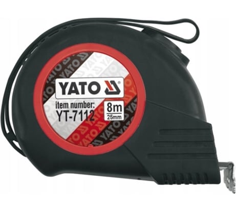 Рулетка YATO 8м х 25мм, автостоп, магнит, обрезиненный корпус YT-7112