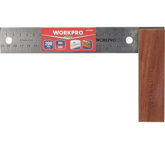 Угольник с деревянной ручкой WORKPRO 200мм WP264004