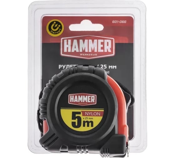 Рулетка Hammer 601-066 5м/25мм, нейлоновое покрытие, магнит 737588 1