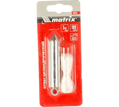 Отвес цилиндрический (100 г; шнур 5 м) MATRIX 84836