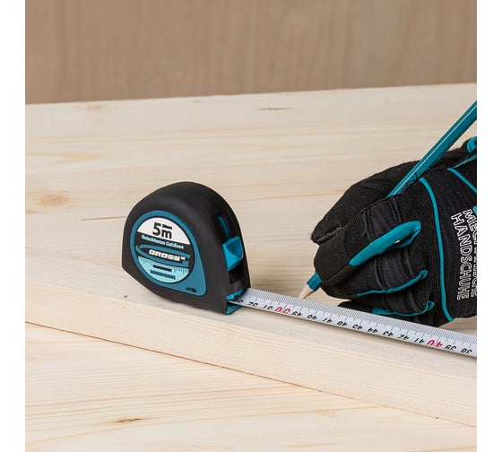 Рулетка GROSS Ergonomisch 5 м x 25 мм, магнитный обрезиненный зацеп 31103