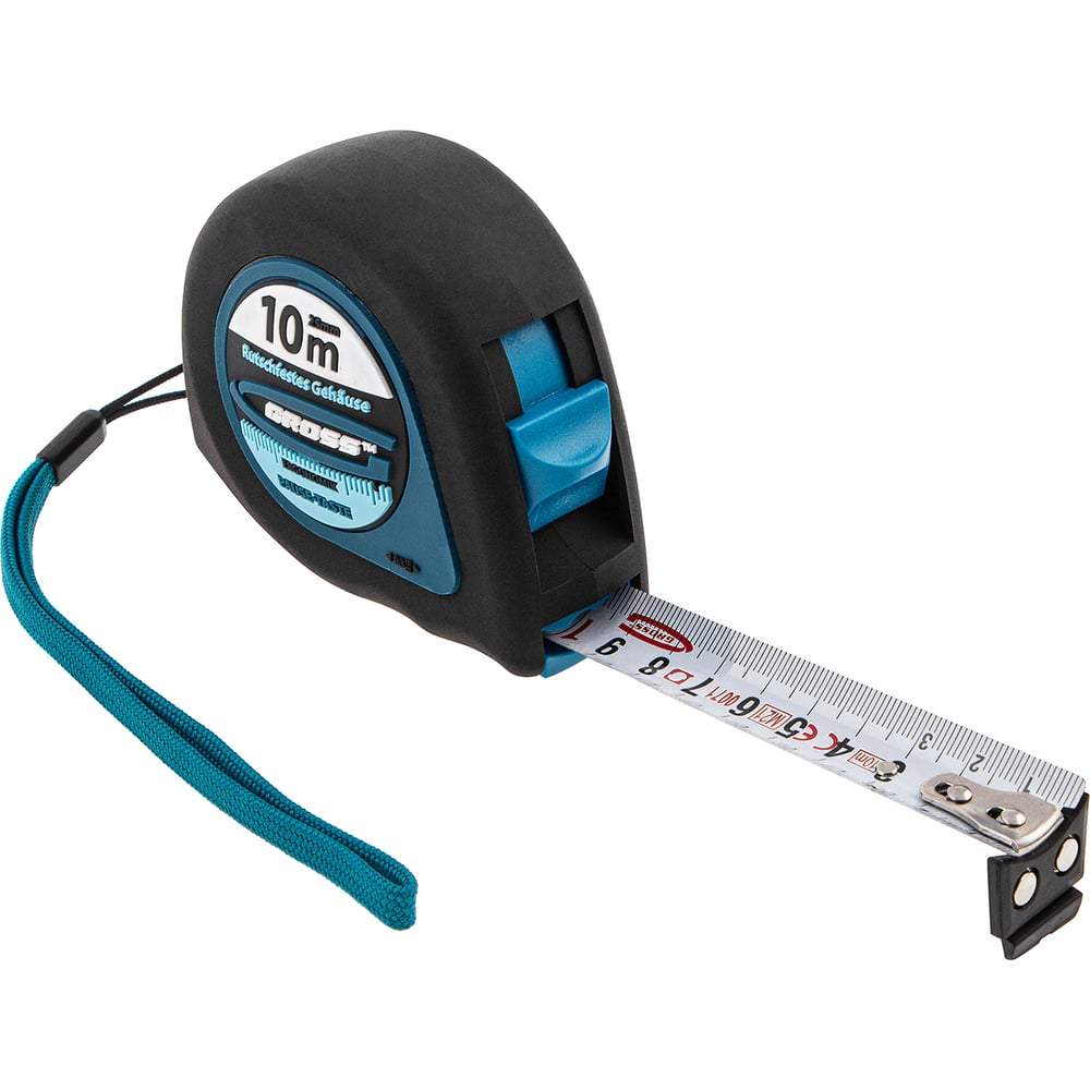 Рулетка GROSS Ergonomisch 10 м x 25 мм, магнитный обрезиненный зацеп ...