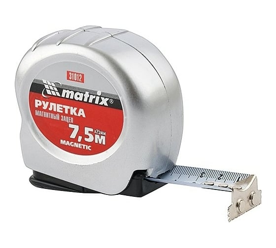 Рулетка 7,5 м х 25 мм Magnetic MATRIX 31012