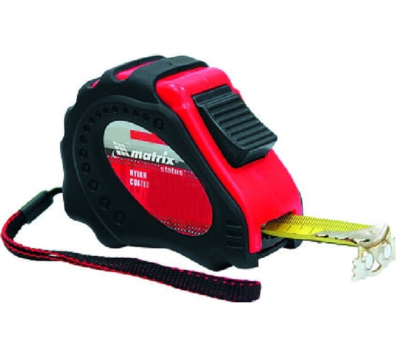 Рулетка MATRIX Status Autostop magnet+, 7.5 м, 25 мм, обрезиненная, нейлоновое покрытие 31009 1
